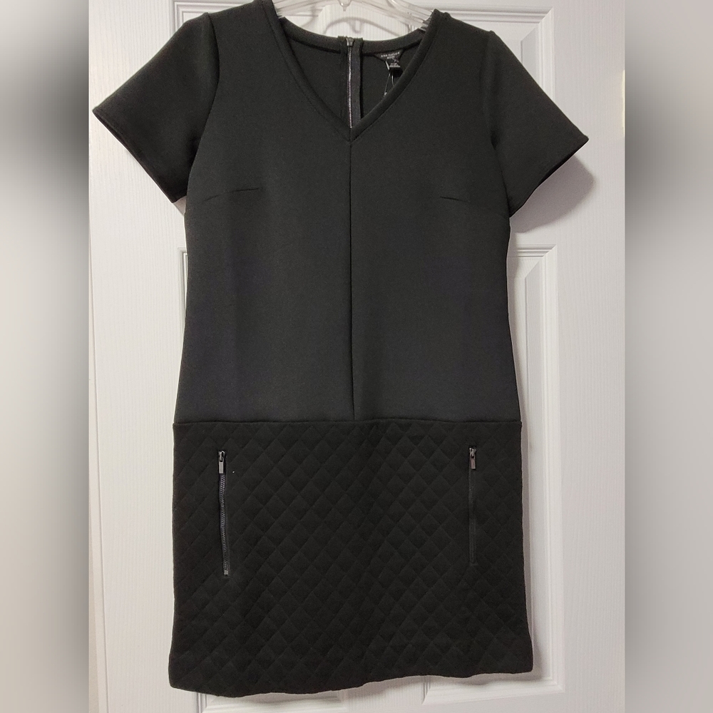 Ann Taylor Petite XS Black scuba dress NWT